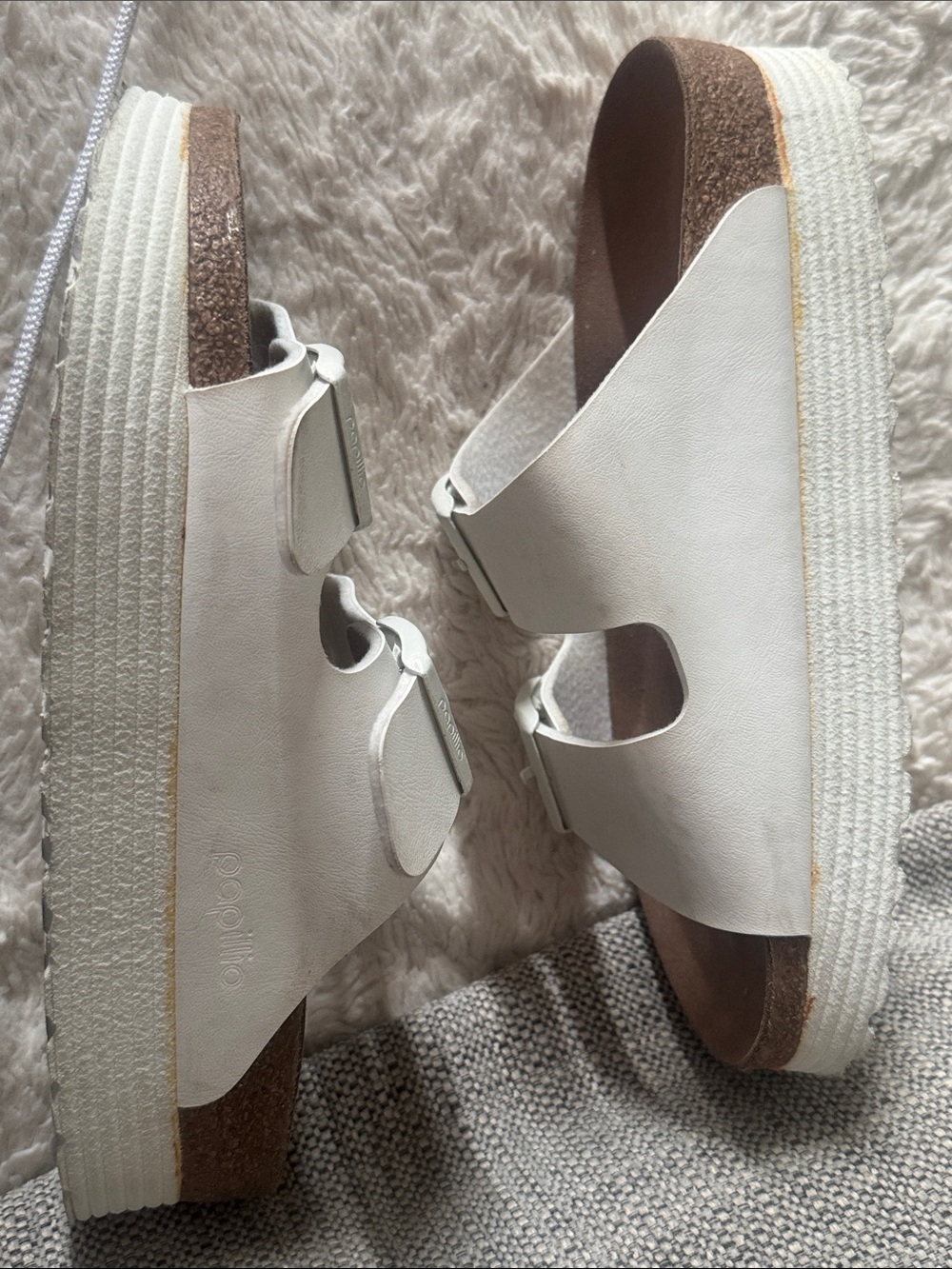Papillio White Double Buckle Slide Sandals - Picture 3 of 4